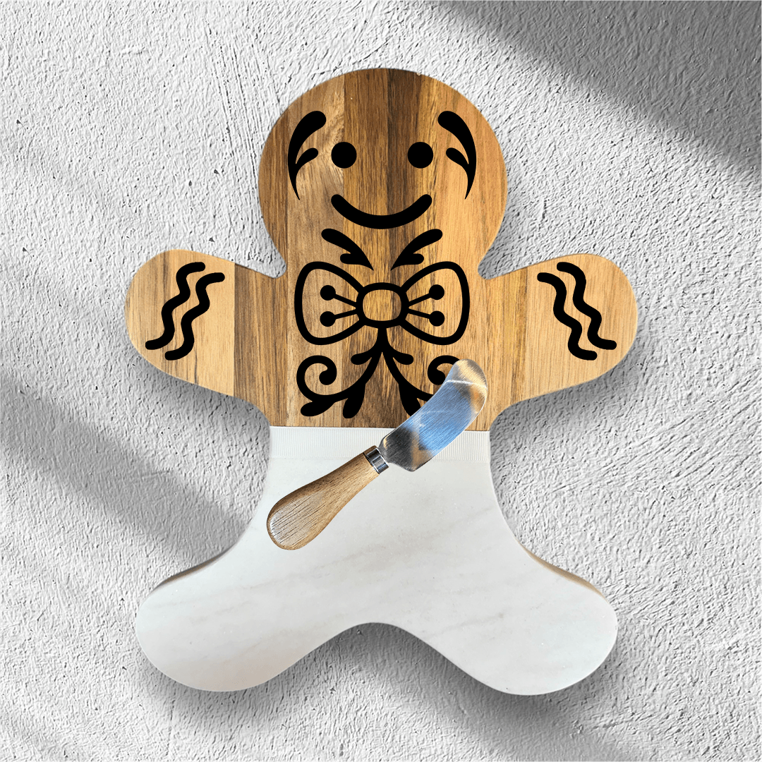 Gingerbread Man Marble & Acacia Cheese Board