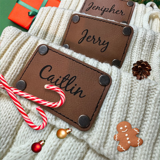 Leatherette Patch Christmas Stockings